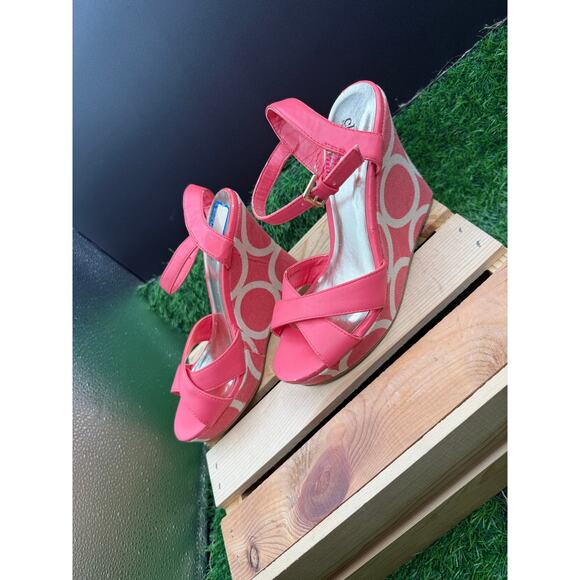 Charles David-Wedge Heels-Pink/White-Size 6.5W - Picture 5 of 10